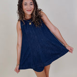 Joy in the Details Set with dark wash denim swing top and matching shorts — Paper Doll