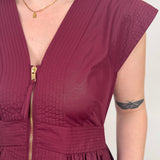 Dawn V-Neck Front Zipper Midi Dress