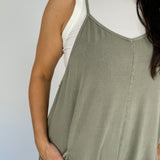 Olive Wide Leg Mineral Washed Jumper