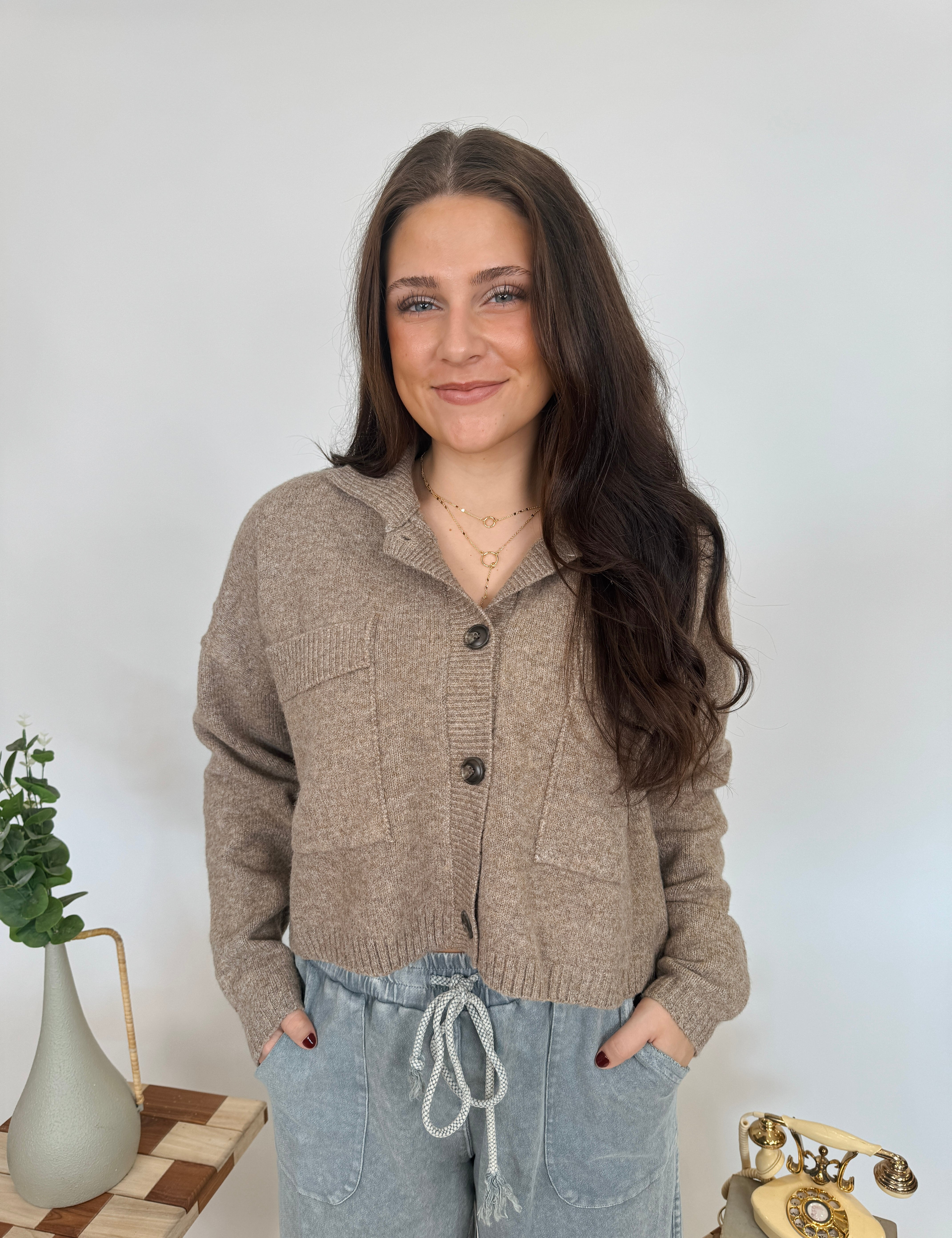 Alexandra High Collar Knit Cardigan