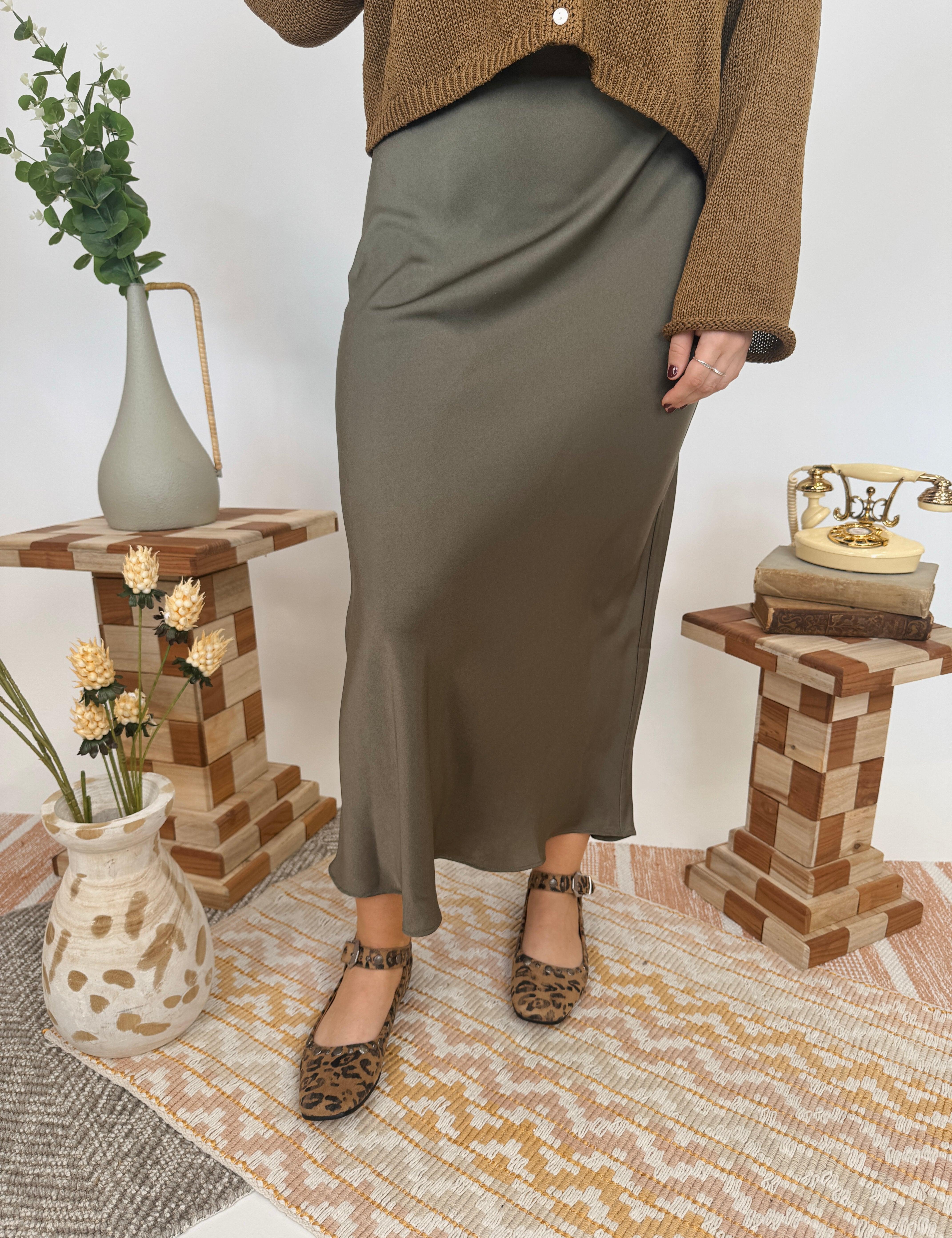 Shimmering Lights Satin Maxi Skirt