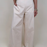 Halo Wide Leg Pant in french vanilla with oversized patch pockets and wide leg silhouette — Paper Doll