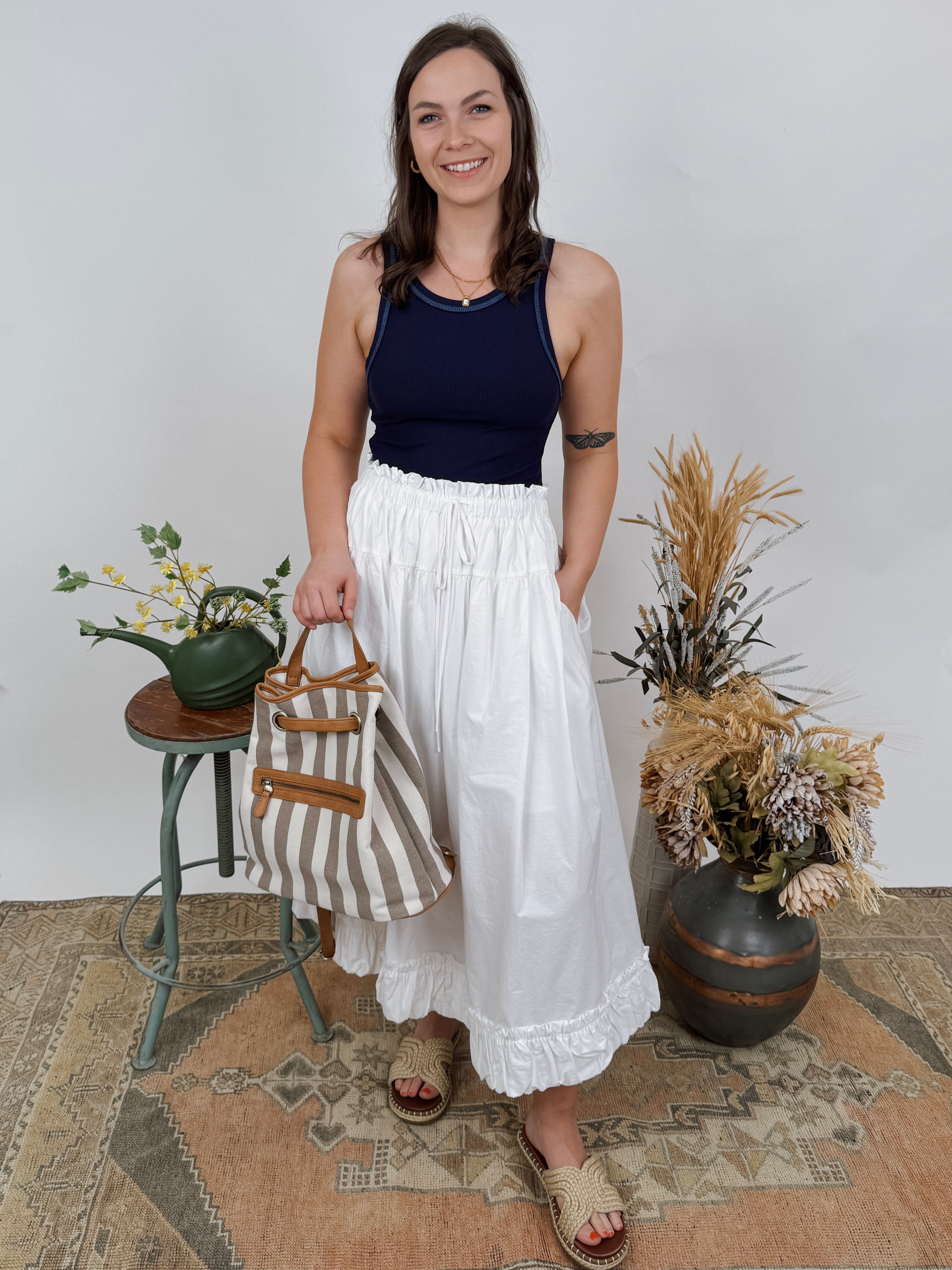 【BAON】Hennedy banding dot balloon brushed long skirt BALLOON SKIRT AND DRAPED BANDEAU TOP - Phan Huy Offical