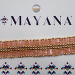 Handwoven Beaded Noor Bracelet in soft pink and gold with fringed beadwork — Paper Doll

