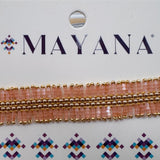 Handwoven Beaded Noor Bracelet in soft pink and gold with fringed beadwork — Paper Doll
