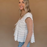 Crystal Scoop Neck Smocked Blouse