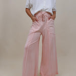 Braxton Cozy Pant in washed blush with a drawstring waist and wide leg — Paper Doll
