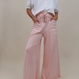 Braxton Cozy Pant in washed blush with a drawstring waist and wide leg — Paper Doll

