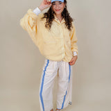 Rubber Duck Jacket in butter yellow sherpa with nylon trim — Paper Doll