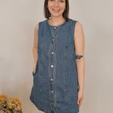 Town Square Button Mini Dress