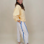 Rubber Duck Jacket in butter yellow sherpa with nylon trim — Paper Doll
