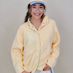 Rubber Duck Jacket in butter yellow sherpa with nylon trim — Paper Doll