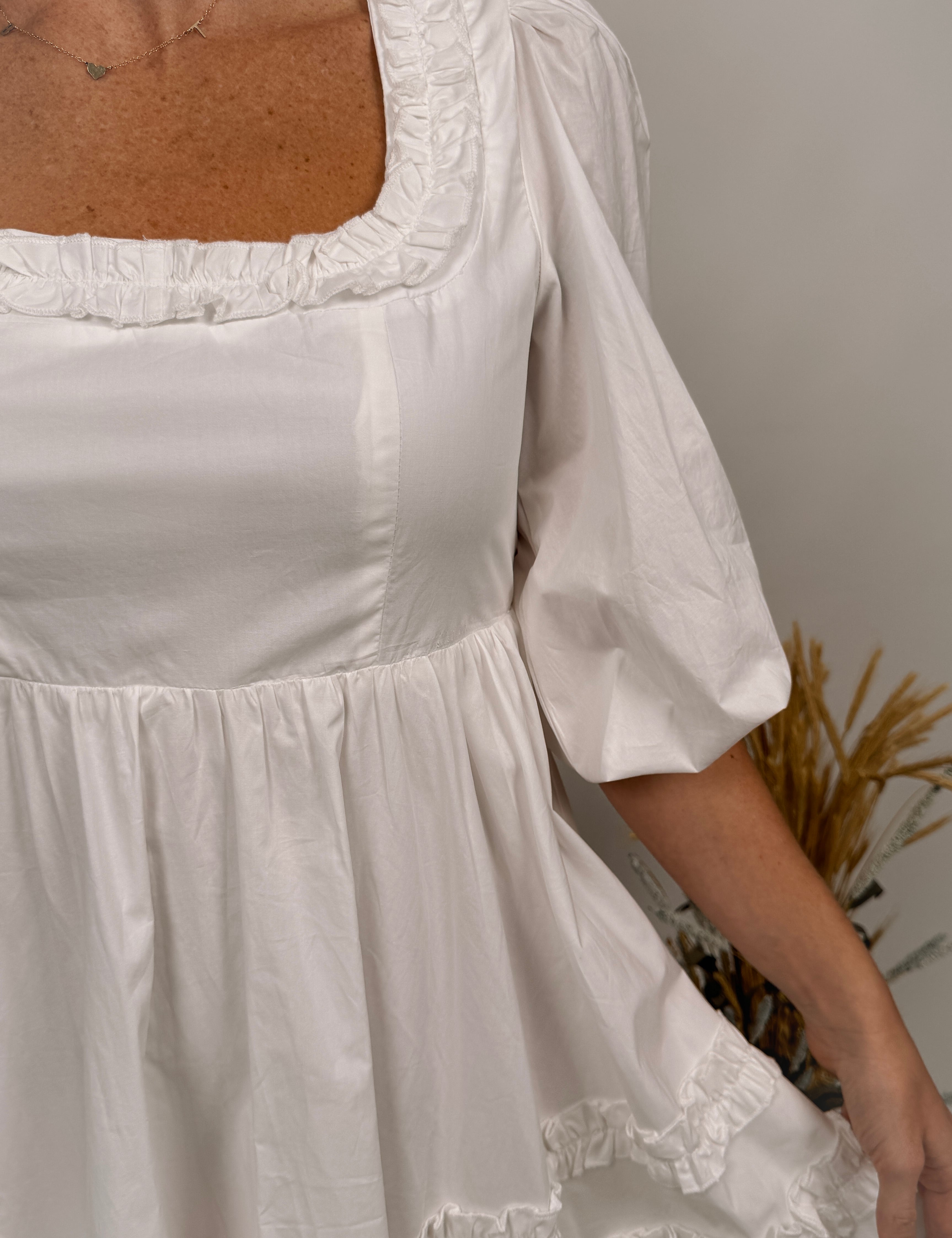 Chelsea Ruffled Square Neck Mini Dress