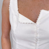 Mindy Lace Trim Linen Top
