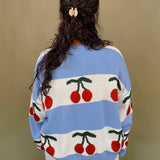 Mary Cherry Striped Woven Sweater