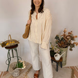 Lindin Striped Button Up Top