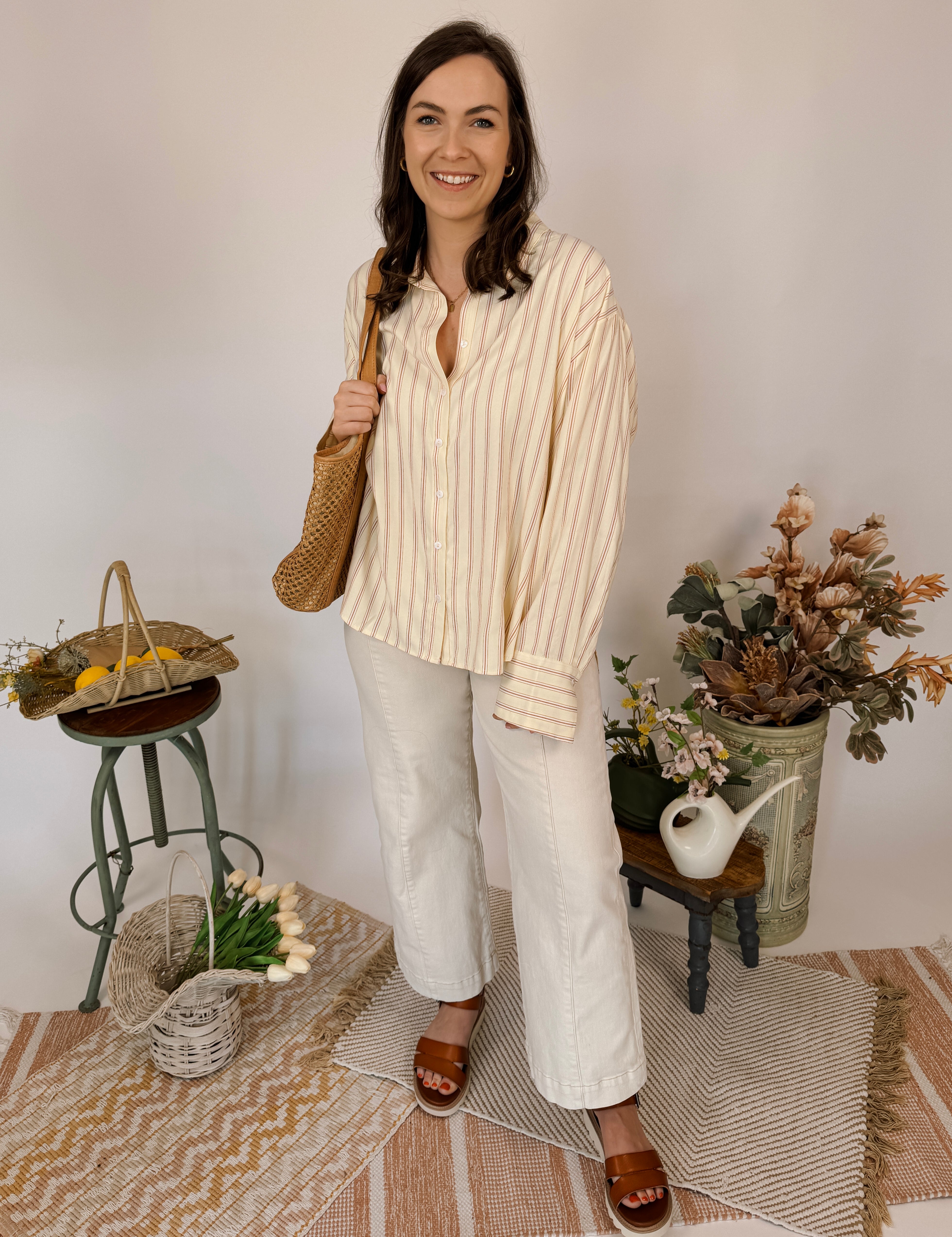 Lindin Striped Button Up Top