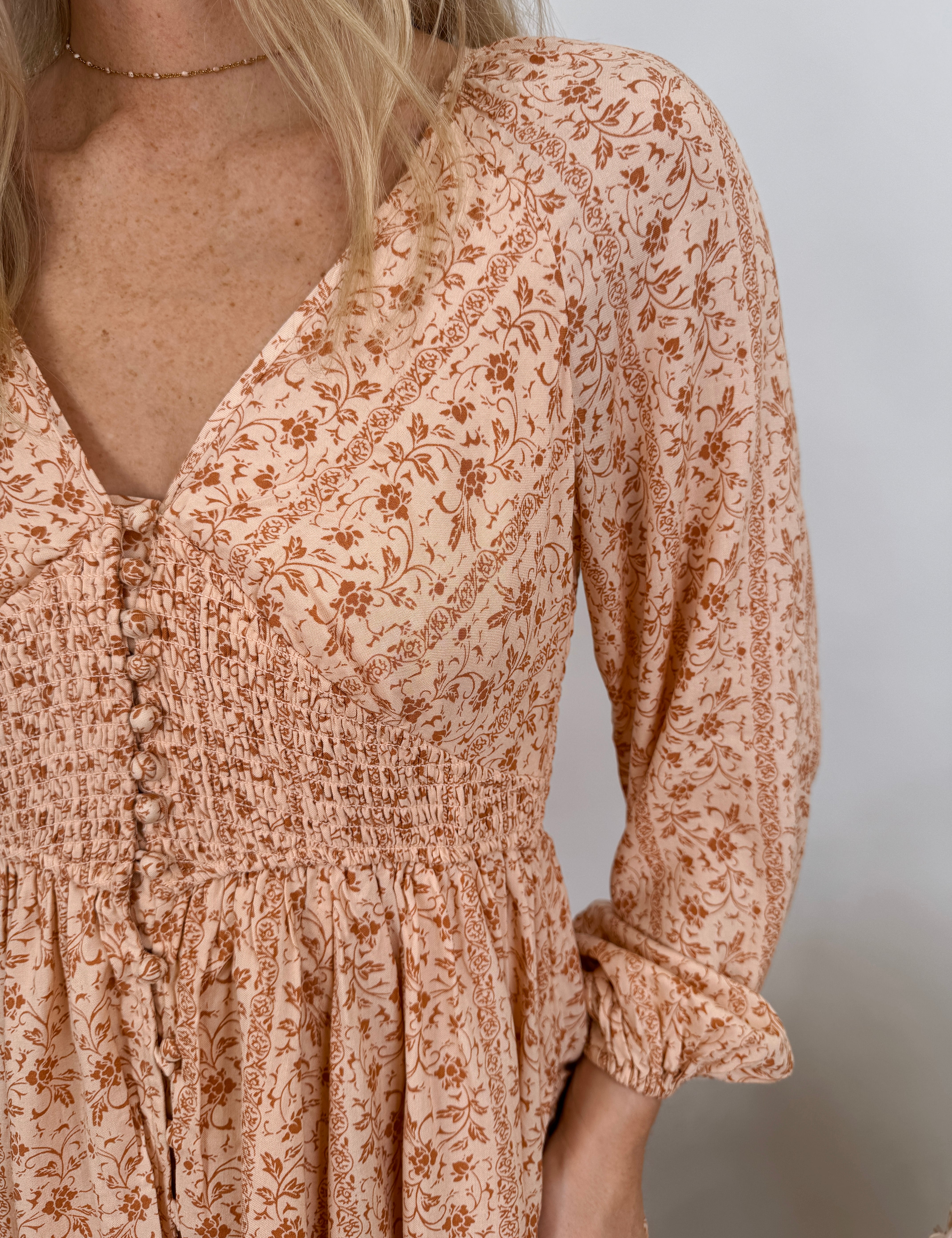 Erica Smocked Button Down Maxi Dress
