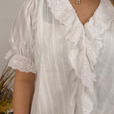 Lydia V-Neck Ruffle Blouse