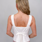 Mindy Lace Trim Linen Top