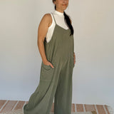 Olive Wide Leg Mineral Washed Jumper