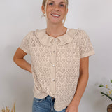 First Thought Ruffle Collar Knit Cardigan