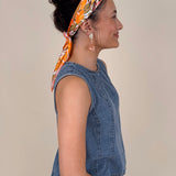 Anya Denim Top in washed blue with vertical seam detail and gathered neckline — Paper Doll

