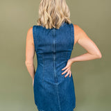 Ellery Sleeveless Round Neck Denim Mini Dress