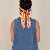Anya Denim Top in washed blue with vertical seam detail and gathered neckline — Paper Doll
