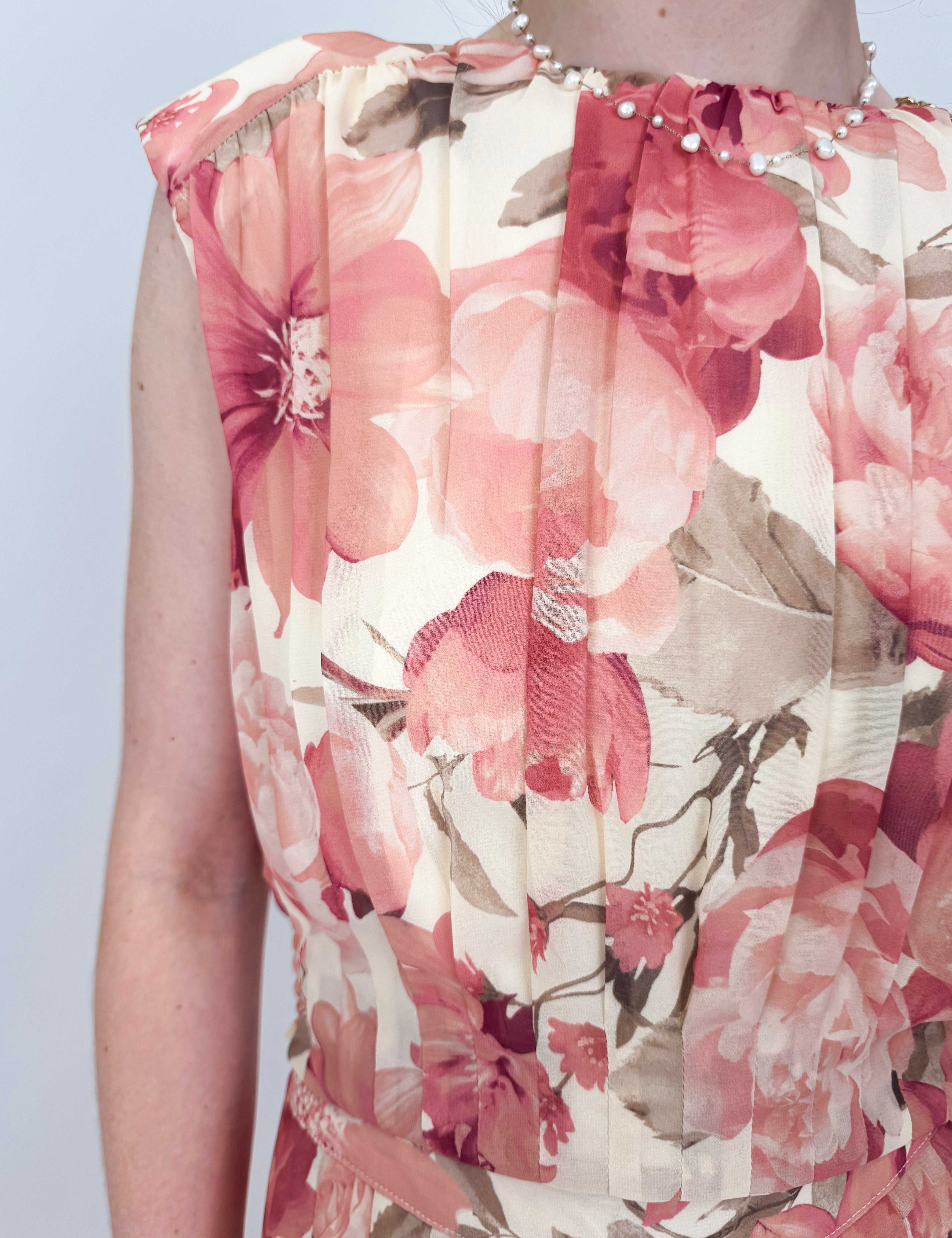 Judy Floral Pleated Top & Pant Set