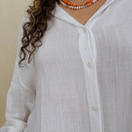 Never Better Button Up Blouse in crisp white with button front — Paper Doll