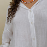 Never Better Button Up Blouse in crisp white with button front — Paper Doll
