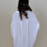Never Better Button Up Blouse in crisp white with button front — Paper Doll