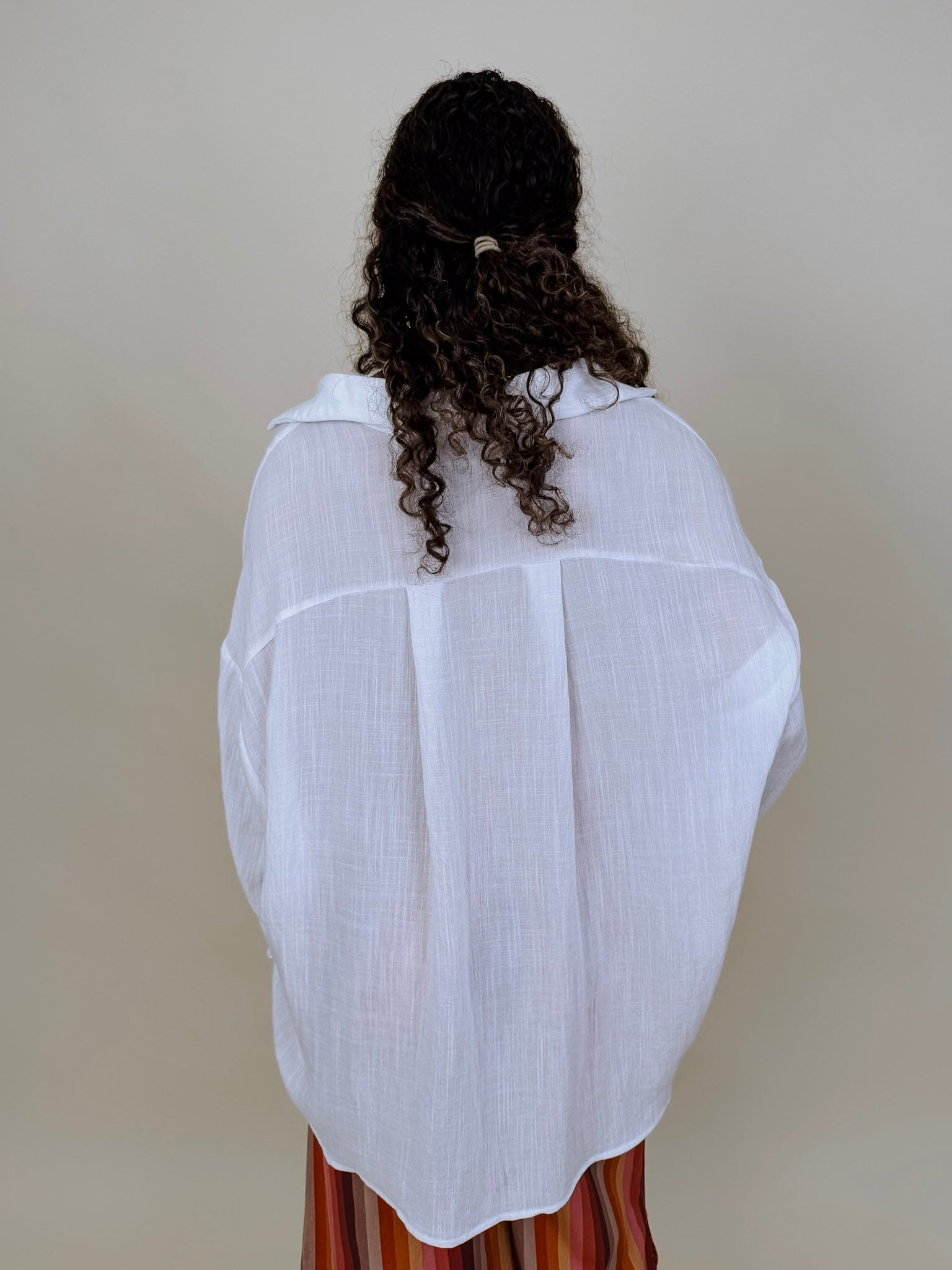 Never Better Button Up Blouse in crisp white with button front — Paper Doll