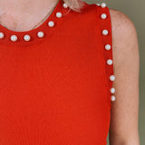 Candace Pearl Detail Knit Tank Top