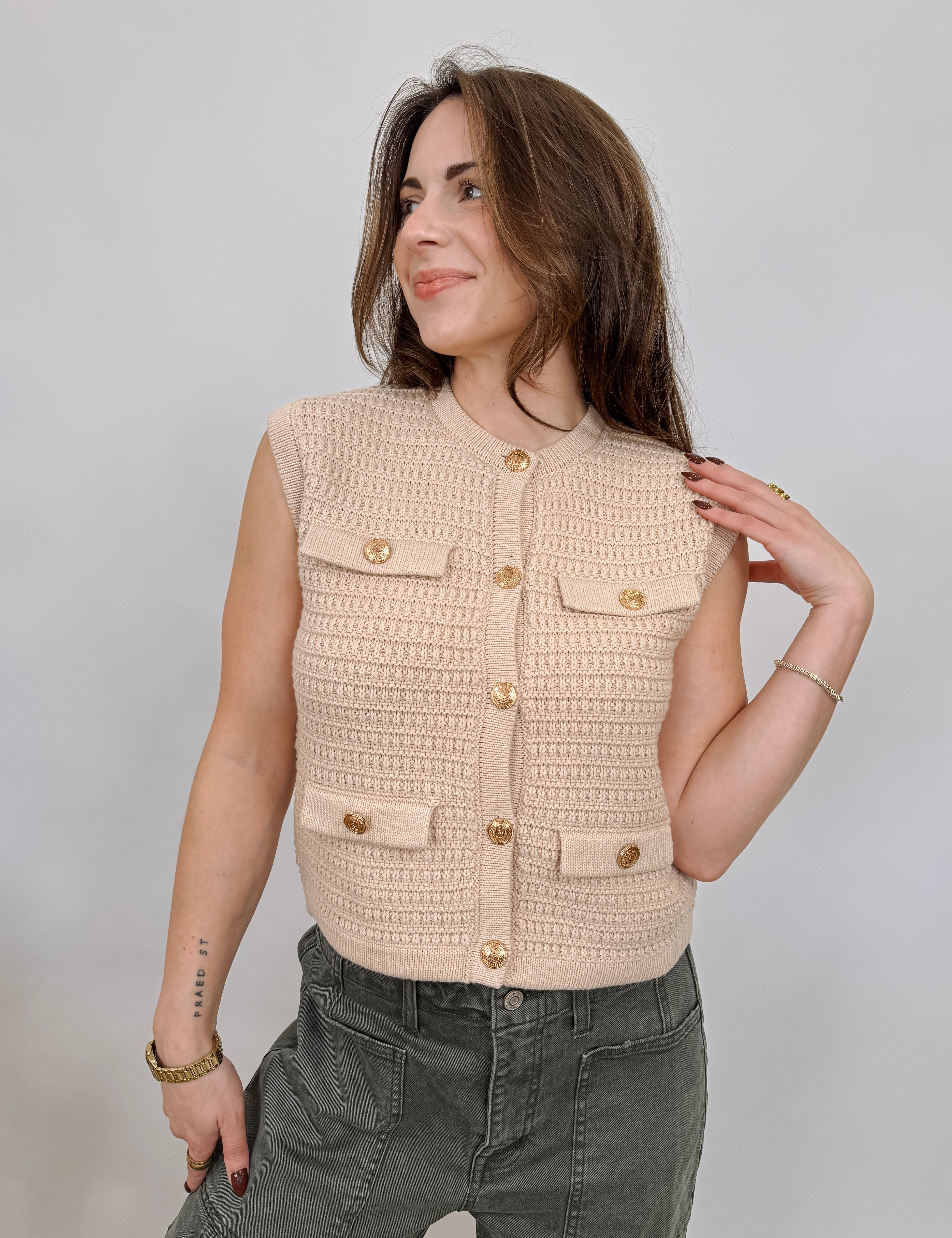 Shelby Front Button Knit Top