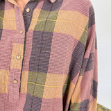 Just Saying Plaid Button Up Top