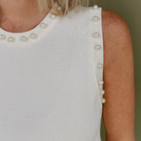 Candace Pearl Detail Knit Tank Top