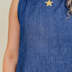 Joy in the Details Set with dark wash denim swing top and matching shorts — Paper Doll