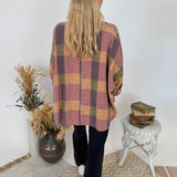 Just Saying Plaid Button Up Top