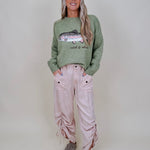 Catch & Release Icon Sweater with sage knit and rainbow trout graphic — Paper Doll
