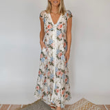 Jeanine Floral Lace Trim Maxi Dress