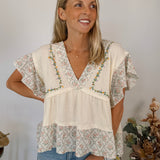 Blooming Garden Woven Knit Top