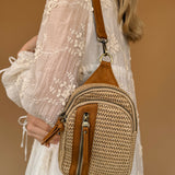 Natural Straw Skyler Sling Bag