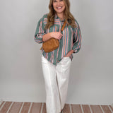 Wren Striped Front Button Top