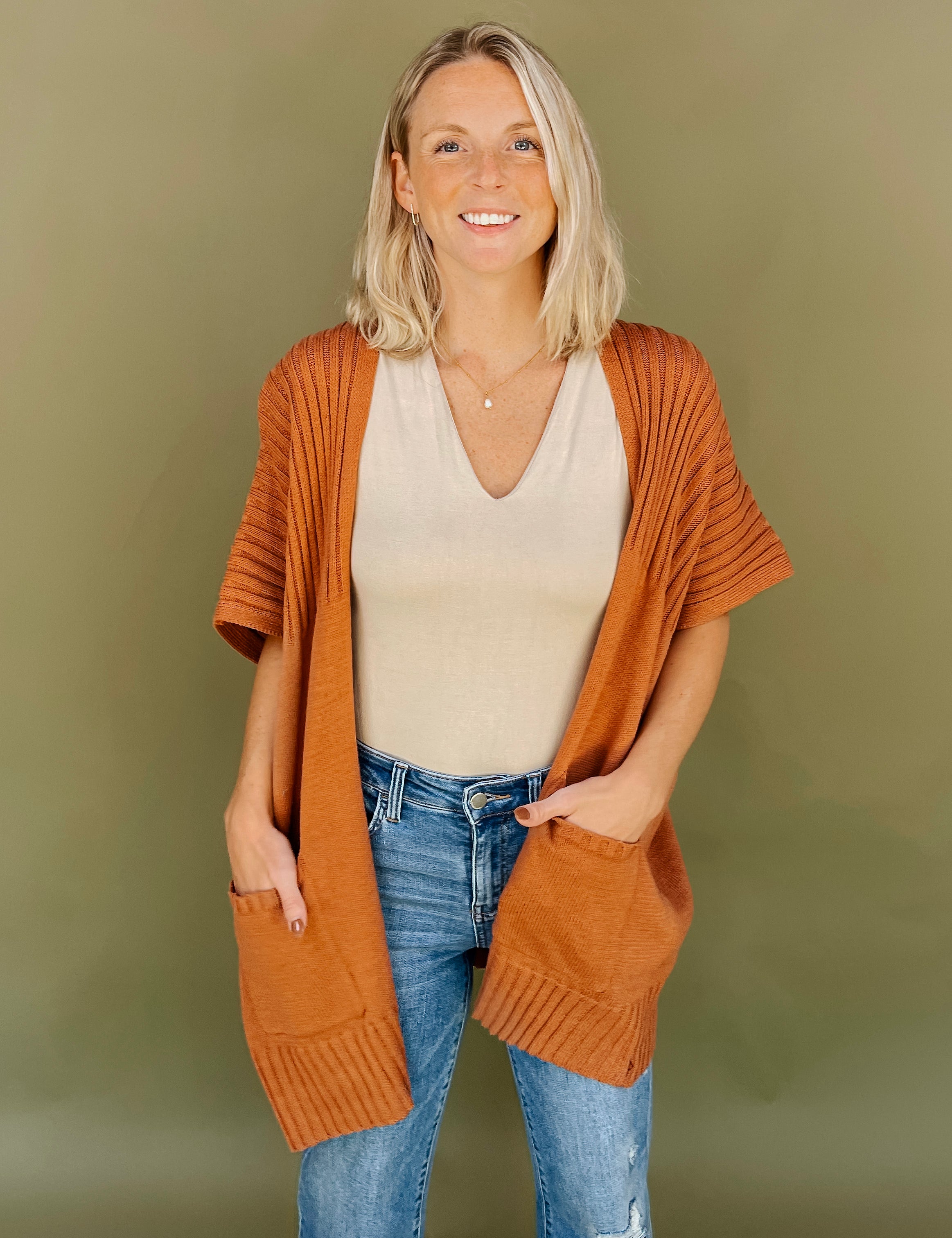 Lainey Dolman Sleeve Ribbed Cardigan