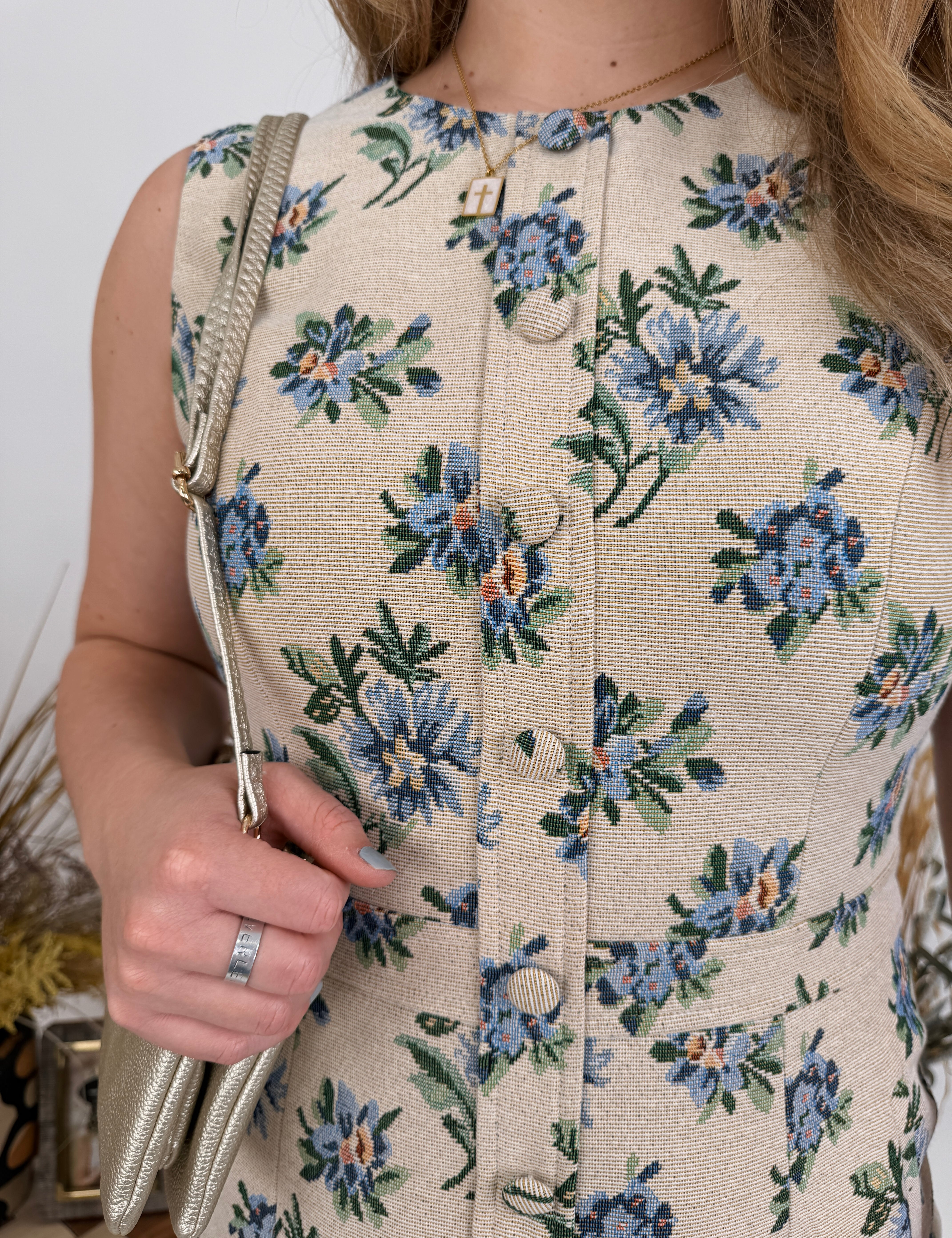 Charity Floral Jacquard Mini Dress