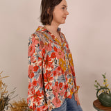 On The Fence Woven Floral Blouse