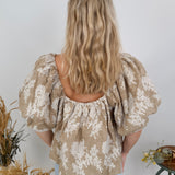 Elodie Embroidered Puff Sleeve Blouse