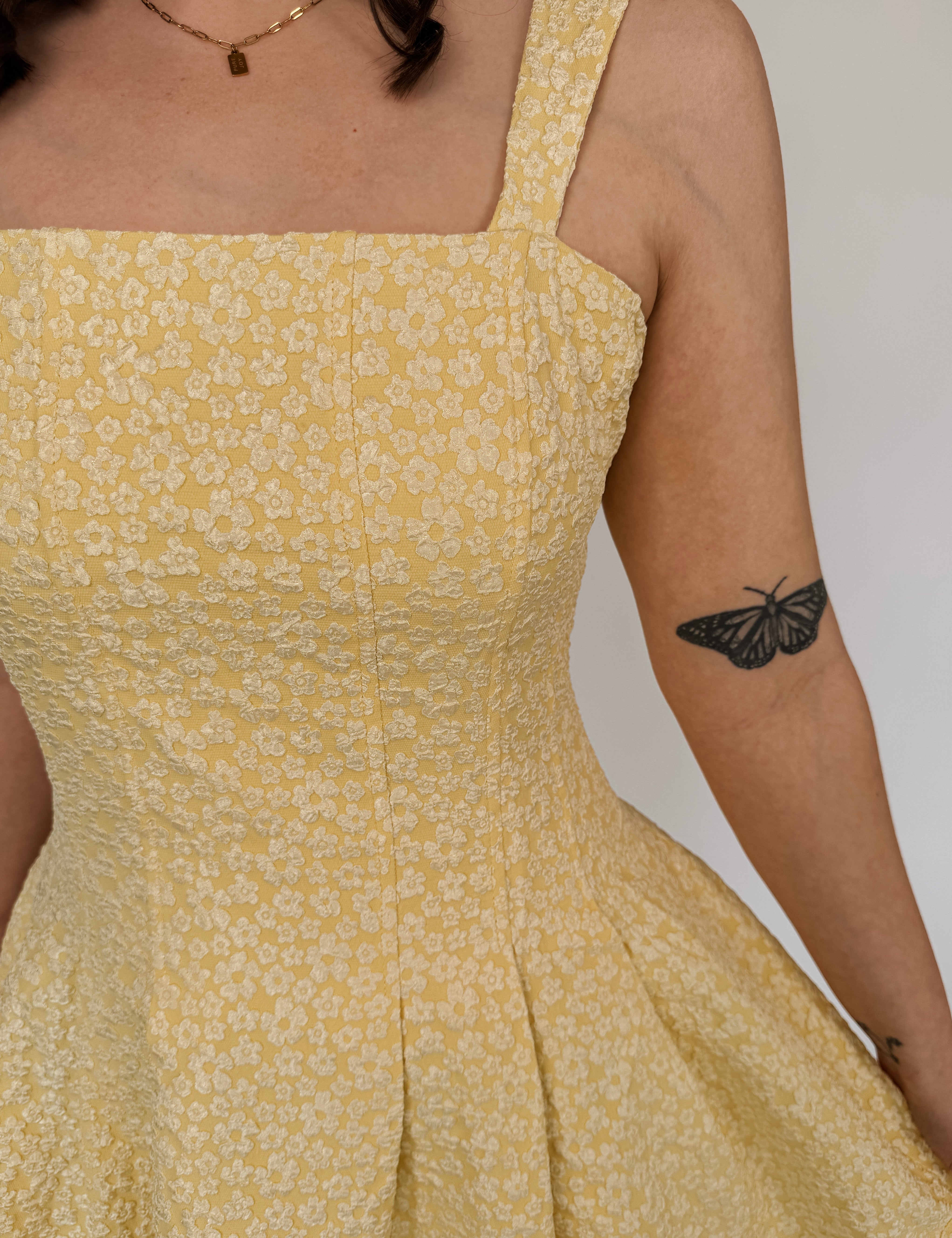 Sunny Side Up Pleat Detail Mini Dress